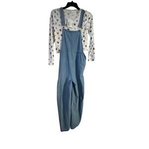 NWT No Comment Girls' - Size 16 XL - Two-Piece Denim Overalls Set Cowgirl Floral